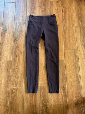 Athleta Women’s Solid Maroon Ankle Leggings Pockets Size M